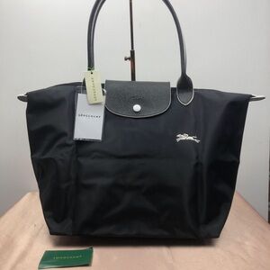 NWT Longchamp Le Pliage Original Large Shoulder Nylon Bag Tote IN NEW BLACK